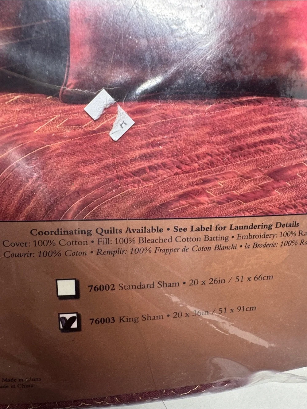 VINTAGE DONNA SHARP KING PILLOW SHAMS RED DESERT LOT / PAIR OF 2 QUILTED
